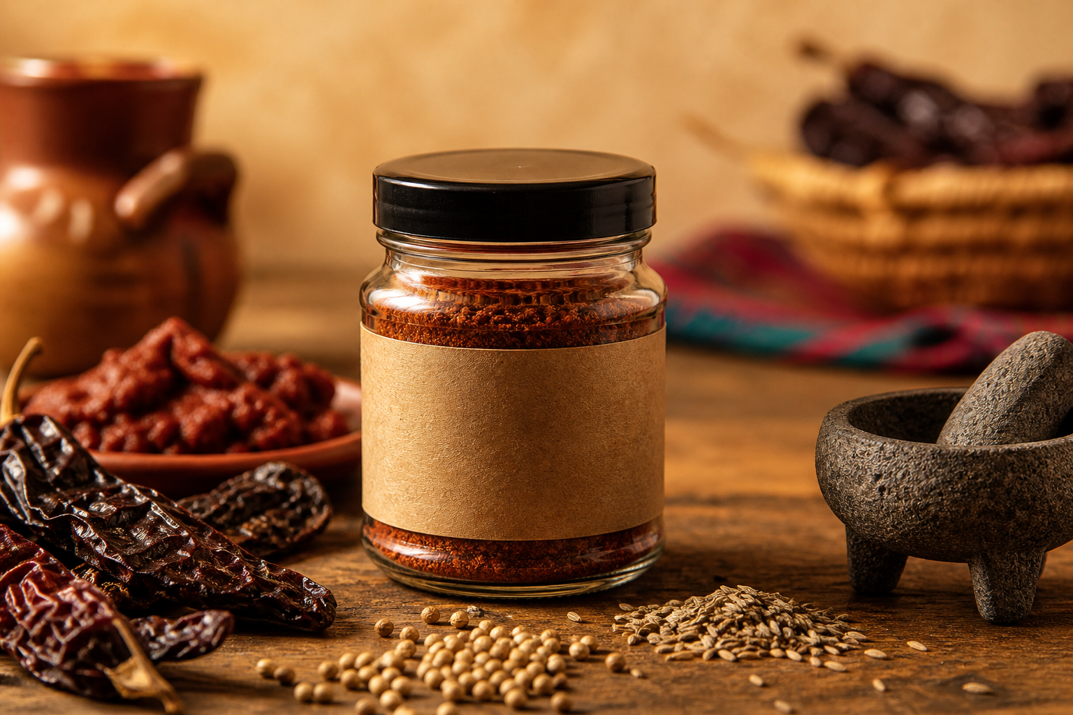 Comida Casera Blend seasoning jar with chipotle, cumin, and coriander